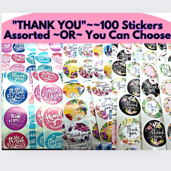 🔥100 "THANK YOU" STICKERS - Picture 1 of 9